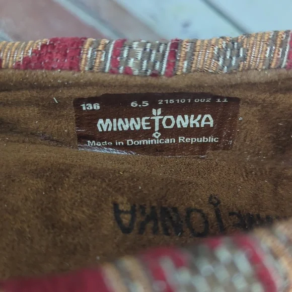 Minnetonka Baja Tapestry Southwestern‎ Boho Slip On Loafer Moccasin Women's 6.5 - Picture 16 of 16